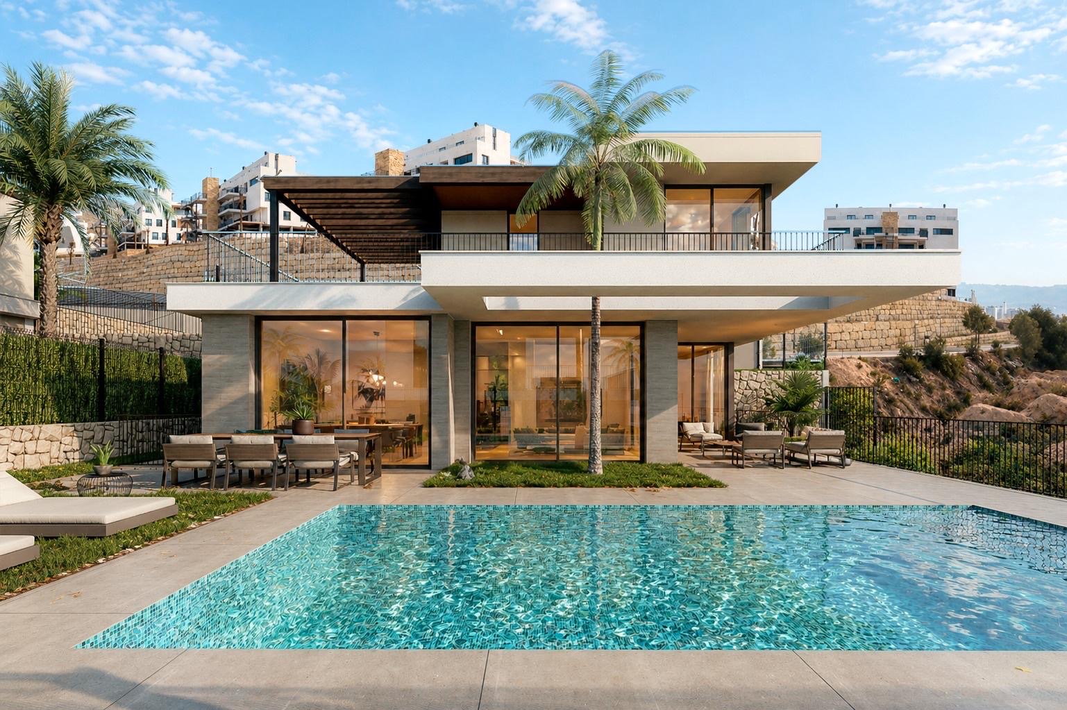 Contemporary Montiboli Sky villa with private infinity pool and palms